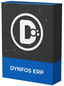 Softwareverpakking Dynfos ERP weergegeven in 3D-weergave.